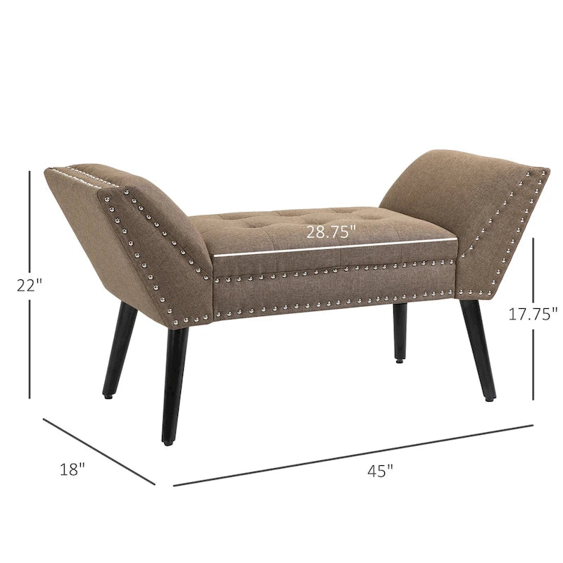 Banc d'appoint/ottoman capitonné en tissu, style moderne, pour chambre à coucher ou salon, par HOMCOM