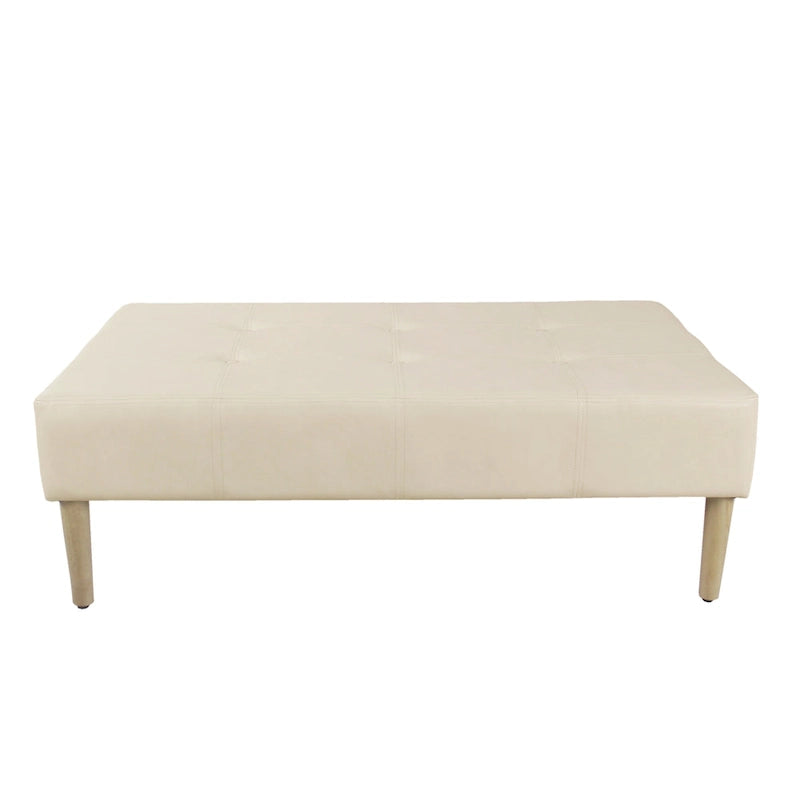 HomePop Pouf/Table basse capitonné(e) en cuir véritable