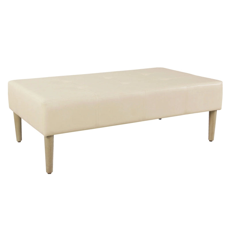 HomePop Pouf/Table basse capitonné(e) en cuir véritable
