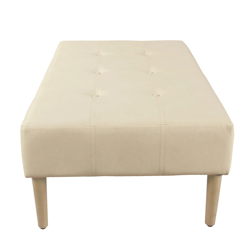 HomePop Pouf/Table basse capitonné(e) en cuir véritable