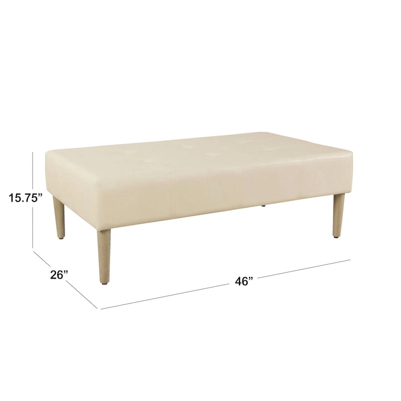 HomePop Pouf/Table basse capitonné(e) en cuir véritable