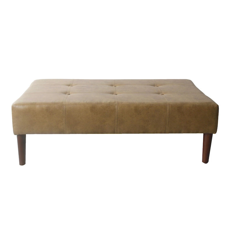 HomePop Pouf/Table basse capitonné(e) en cuir véritable