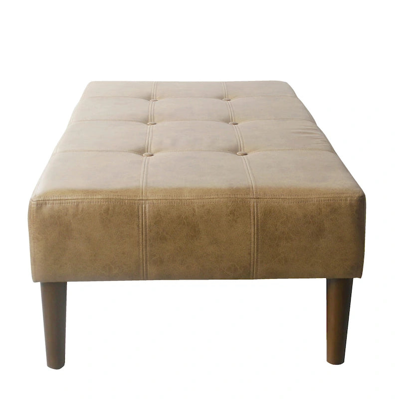 HomePop Pouf/Table basse capitonné(e) en cuir véritable