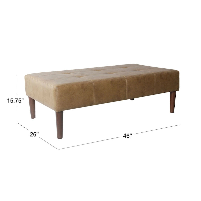 HomePop Pouf/Table basse capitonné(e) en cuir véritable