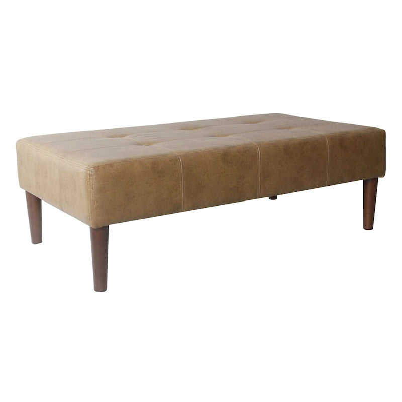 HomePop Pouf/Table basse capitonné(e) en cuir véritable