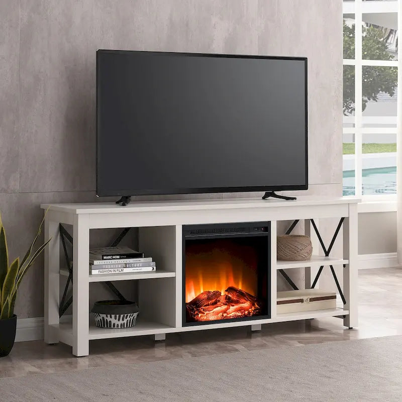 Meuble TV Sawyer avec insert de cheminée électrique