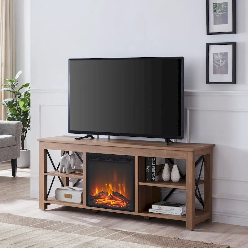 Meuble TV Sawyer avec insert de cheminée électrique