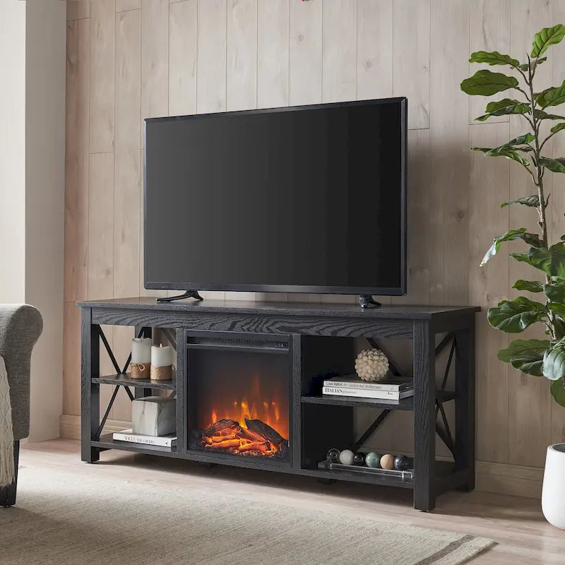 Meuble TV Sawyer avec insert de cheminée électrique