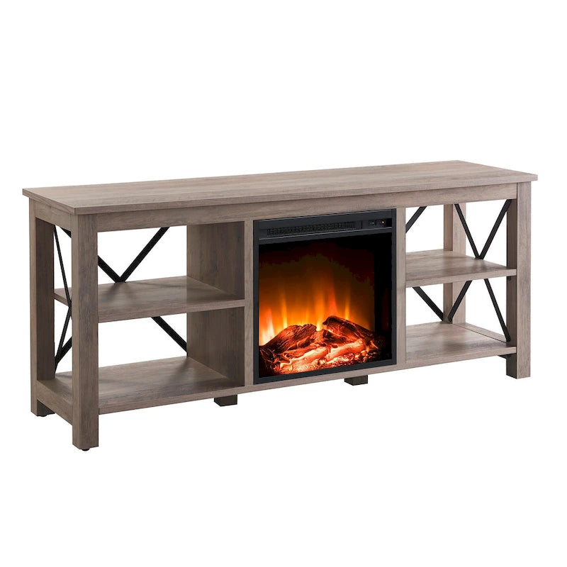 Meuble TV Sawyer avec insert de cheminée électrique