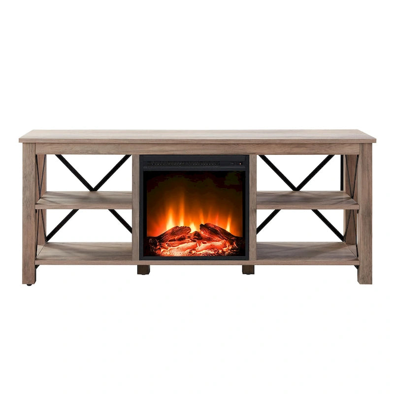 Meuble TV Sawyer avec insert de cheminée électrique