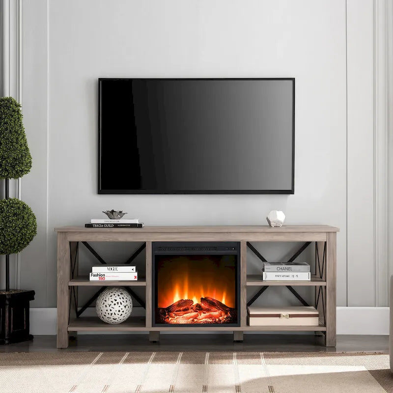 Meuble TV Sawyer avec insert de cheminée électrique