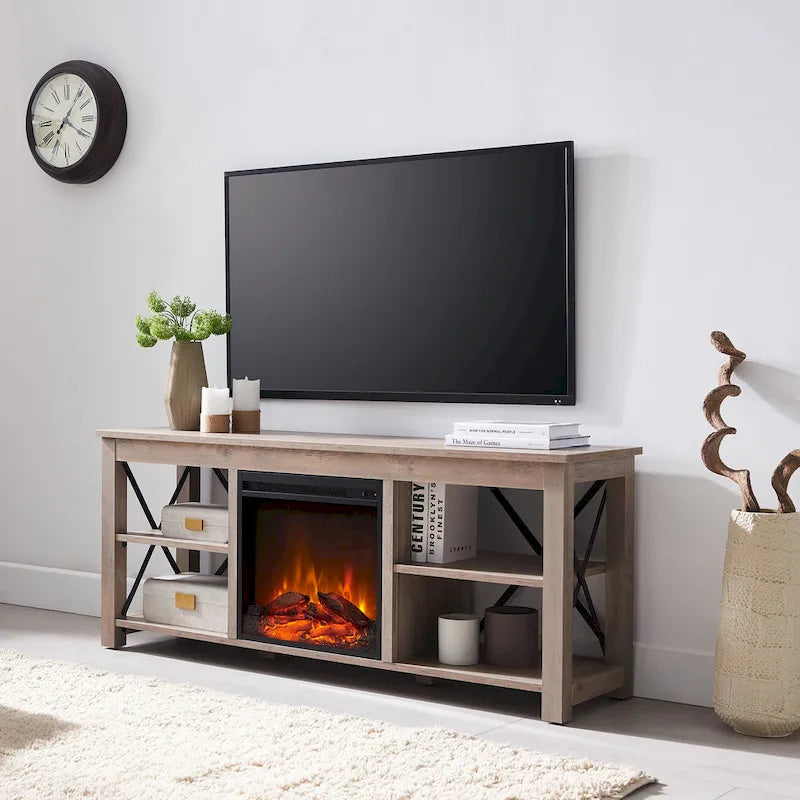 Meuble TV Sawyer avec insert de cheminée électrique