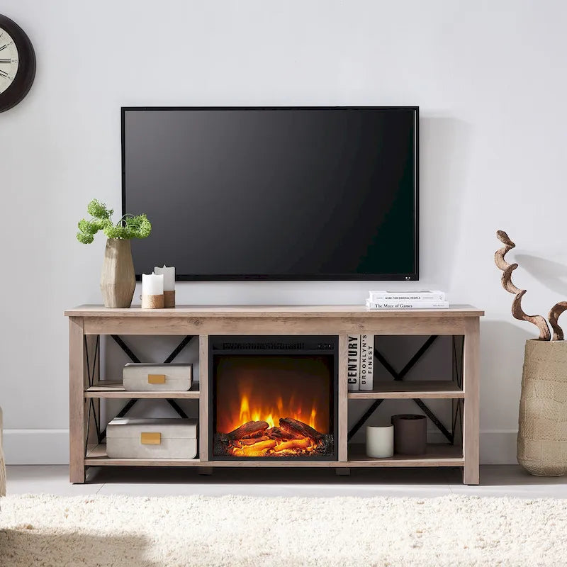 Meuble TV Sawyer avec insert de cheminée électrique