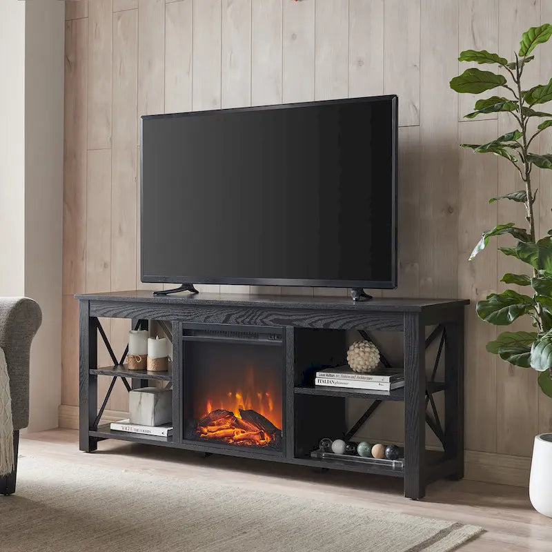 Meuble TV Sawyer avec insert de cheminée électrique