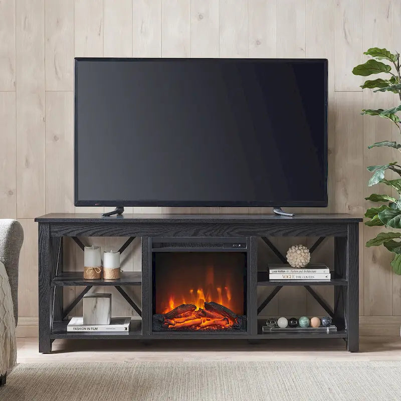 Meuble TV Sawyer avec insert de cheminée électrique