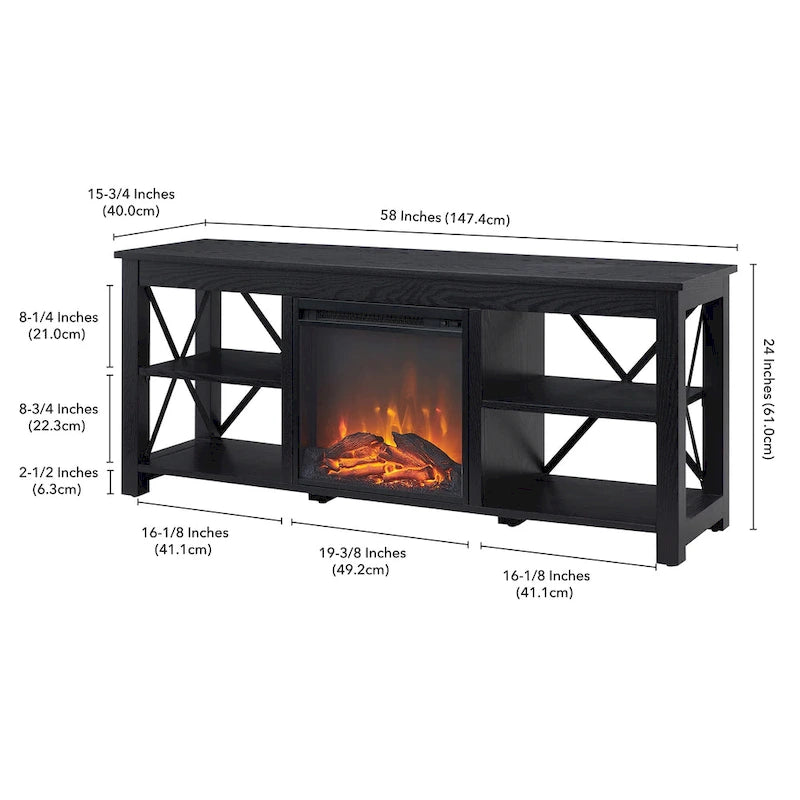 Meuble TV Sawyer avec insert de cheminée électrique