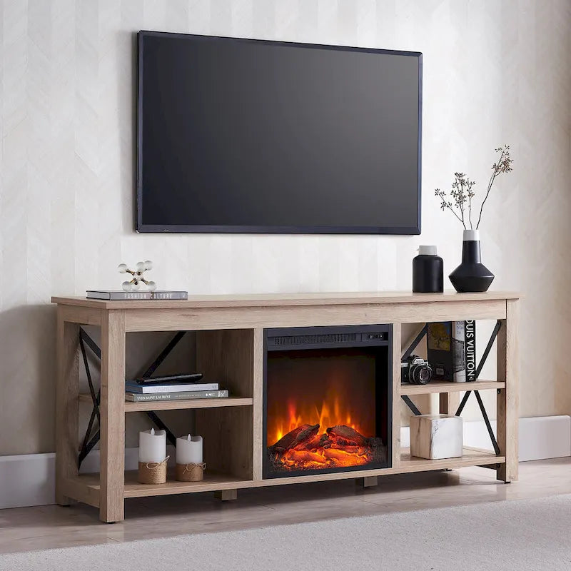 Meuble TV Sawyer avec insert de cheminée électrique