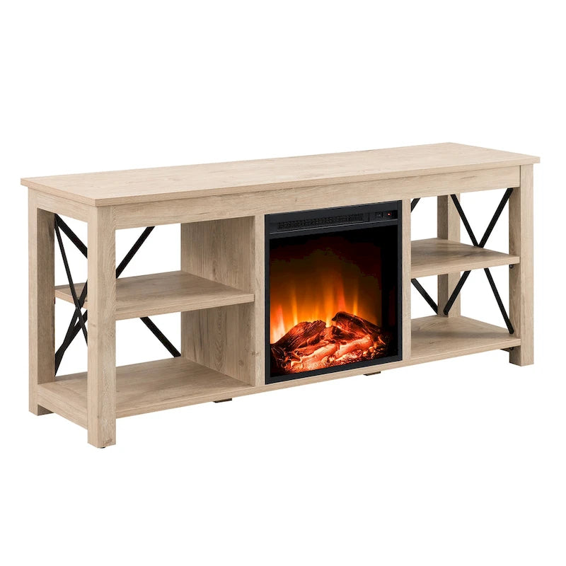 Meuble TV Sawyer avec insert de cheminée électrique