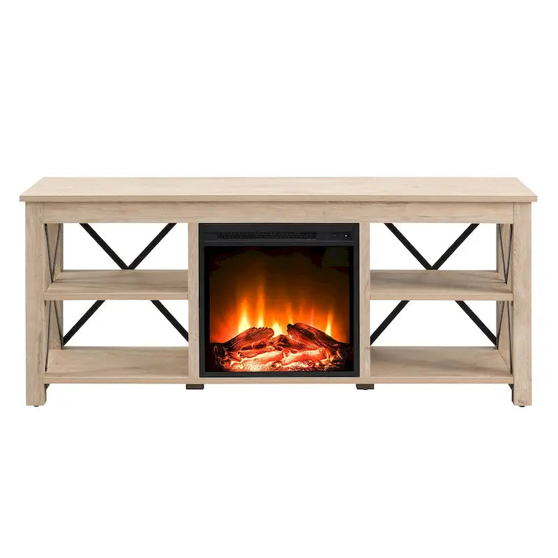 Meuble TV Sawyer avec insert de cheminée électrique
