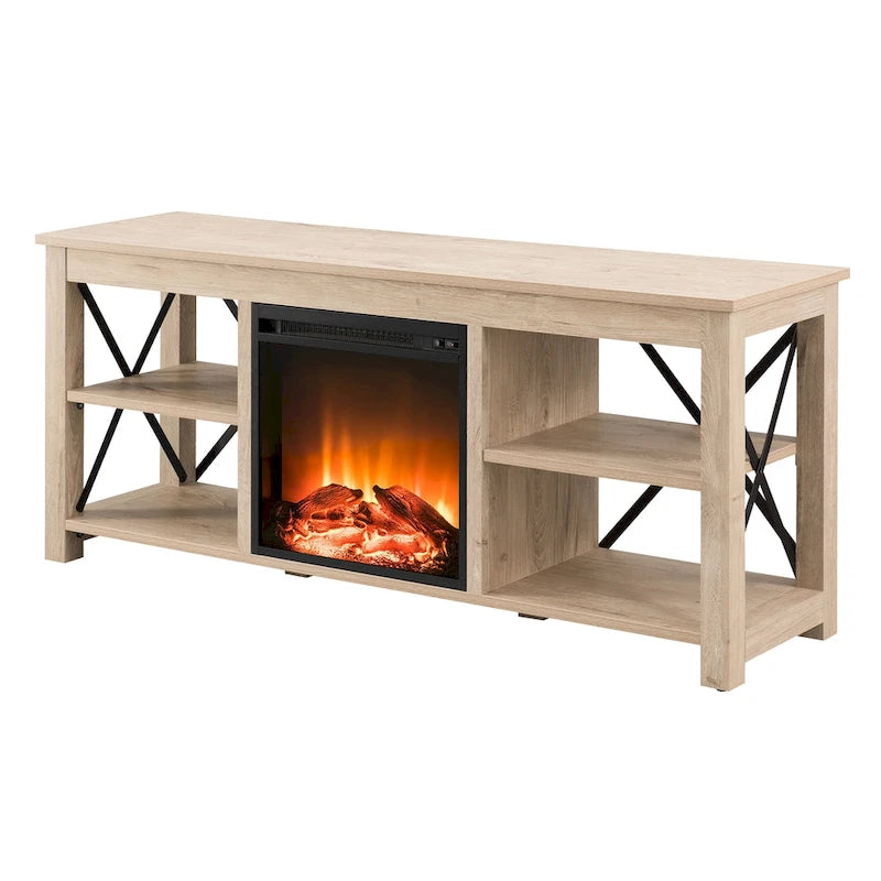Meuble TV Sawyer avec insert de cheminée électrique