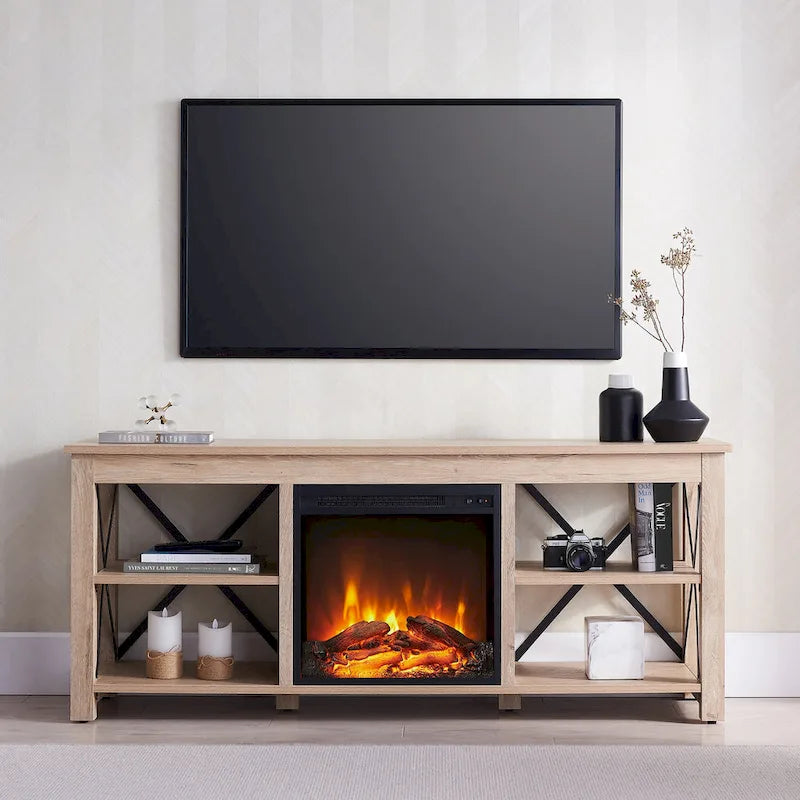 Meuble TV Sawyer avec insert de cheminée électrique