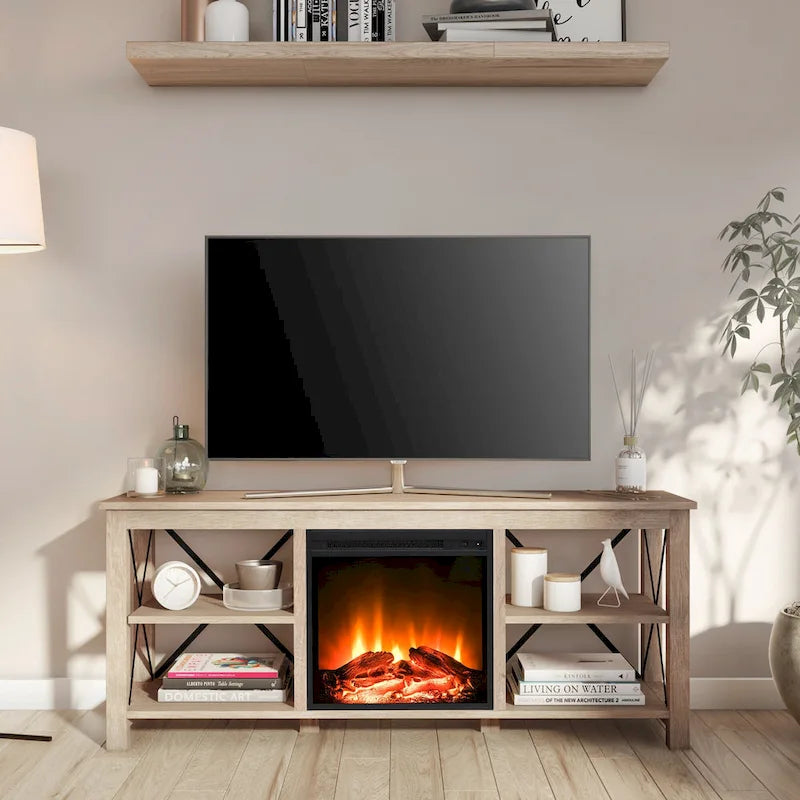 Meuble TV Sawyer avec insert de cheminée électrique