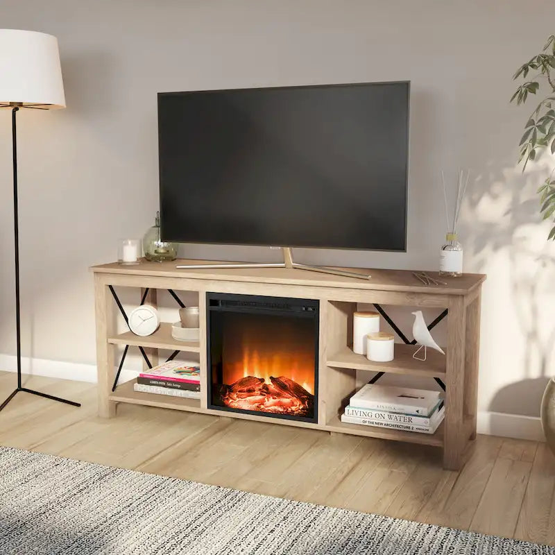 Meuble TV Sawyer avec insert de cheminée électrique