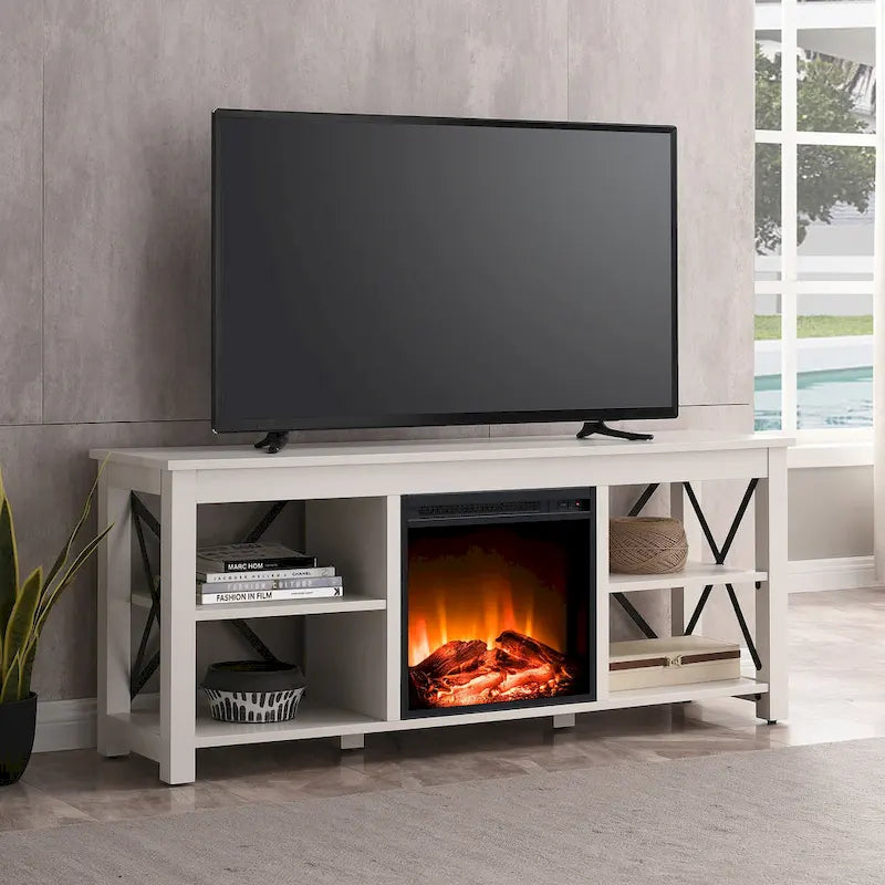 Meuble TV Sawyer avec insert de cheminée électrique