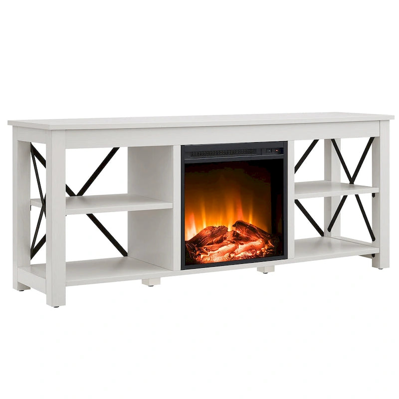Meuble TV Sawyer avec insert de cheminée électrique
