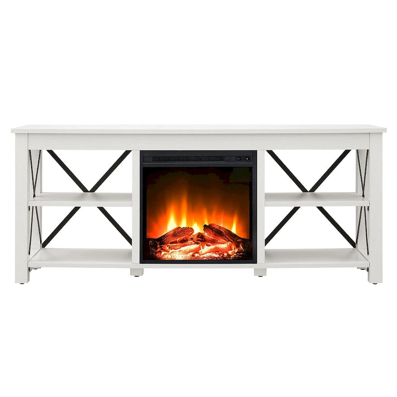 Meuble TV Sawyer avec insert de cheminée électrique