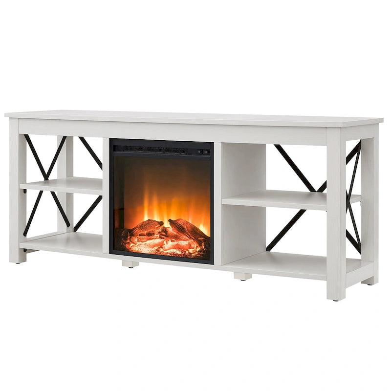 Meuble TV Sawyer avec insert de cheminée électrique