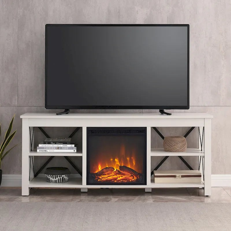 Meuble TV Sawyer avec insert de cheminée électrique