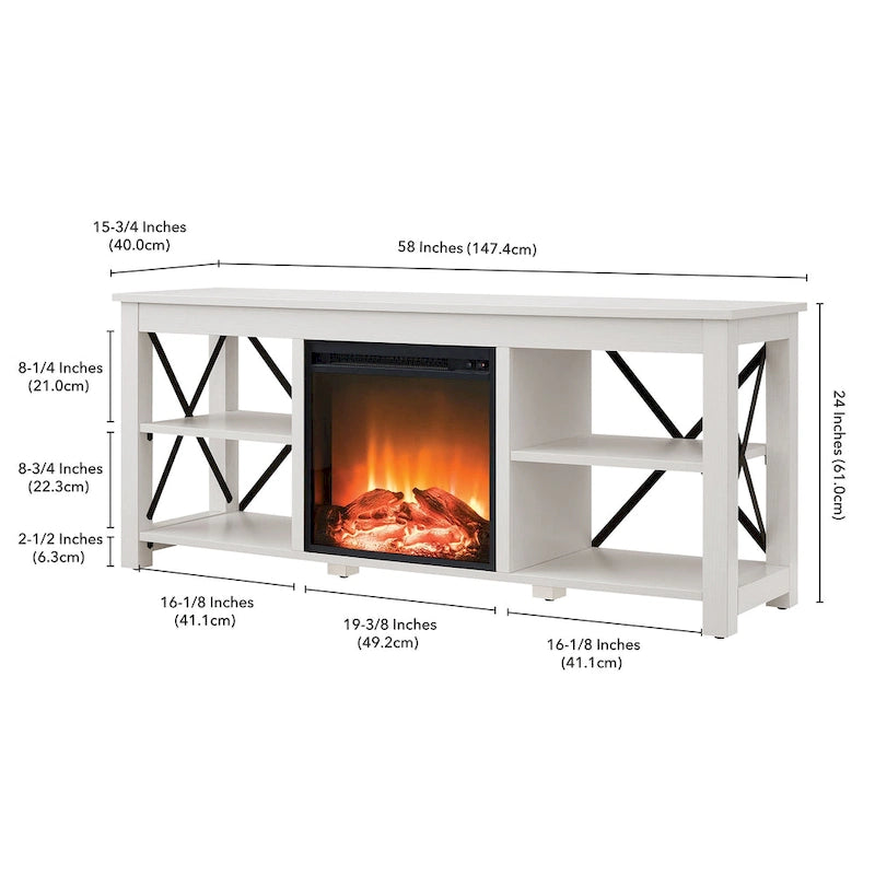 Meuble TV Sawyer avec insert de cheminée électrique