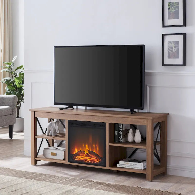 Meuble TV Sawyer avec insert de cheminée électrique