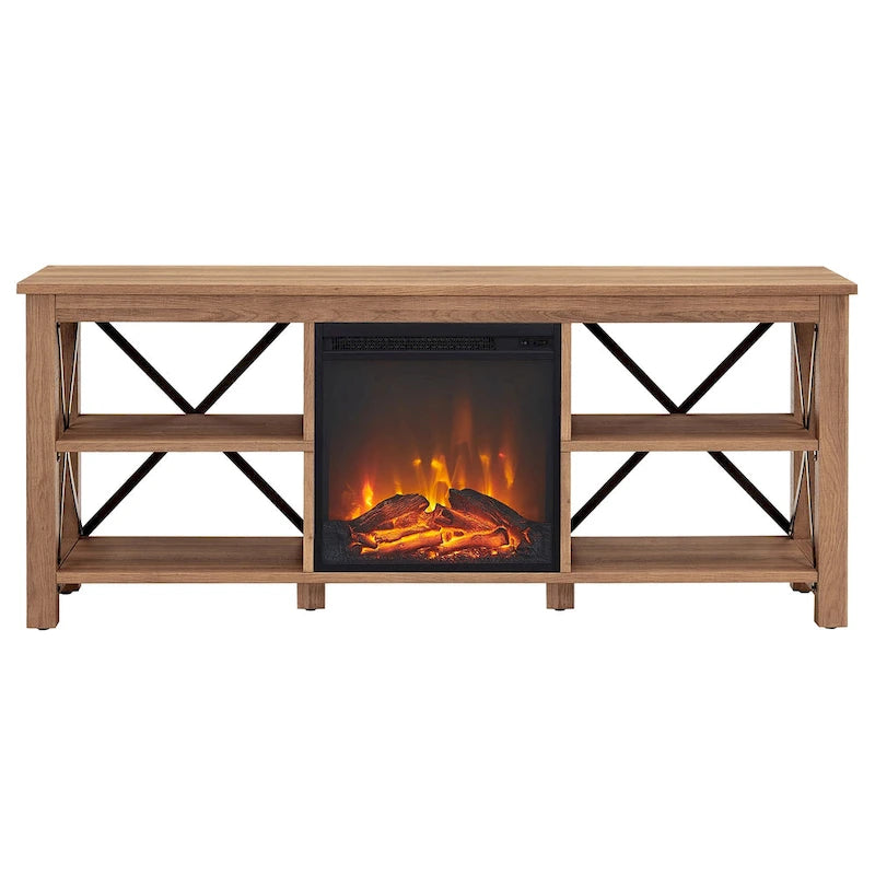Meuble TV Sawyer avec insert de cheminée électrique
