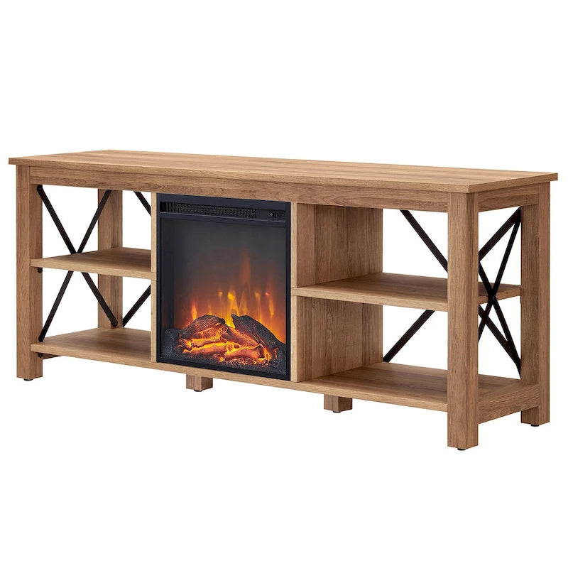 Meuble TV Sawyer avec insert de cheminée électrique