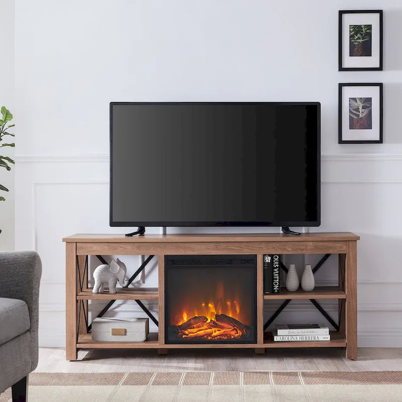 Meuble TV Sawyer avec insert de cheminée électrique
