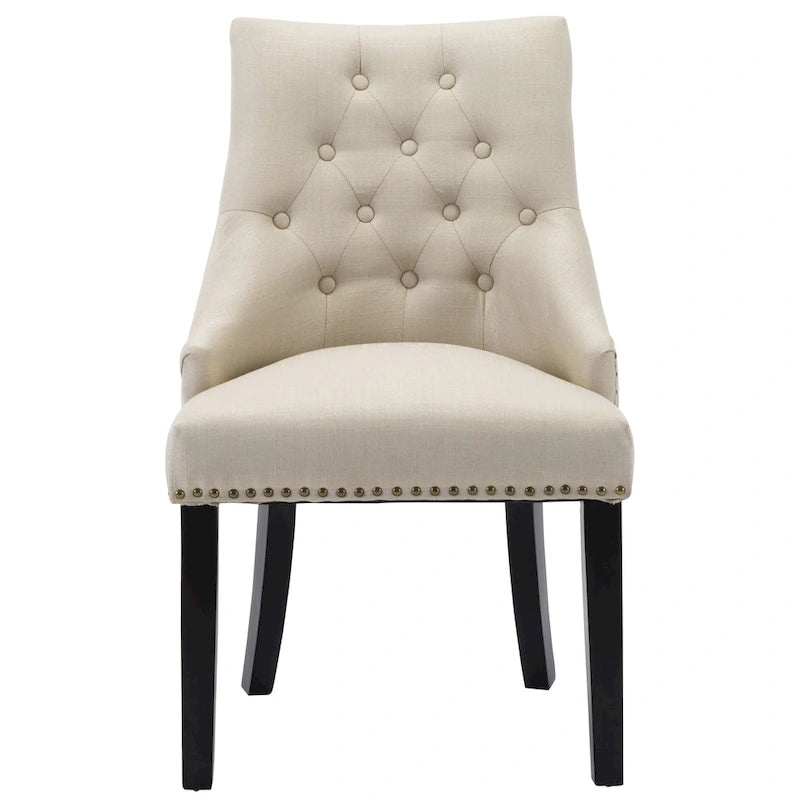 Chaises de salle à manger capitonnées en tissu avec clous décoratifs (Lot de 2)