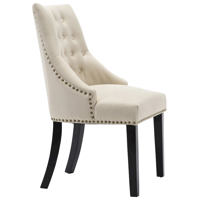 Chaises de salle à manger capitonnées en tissu avec clous décoratifs (Lot de 2)