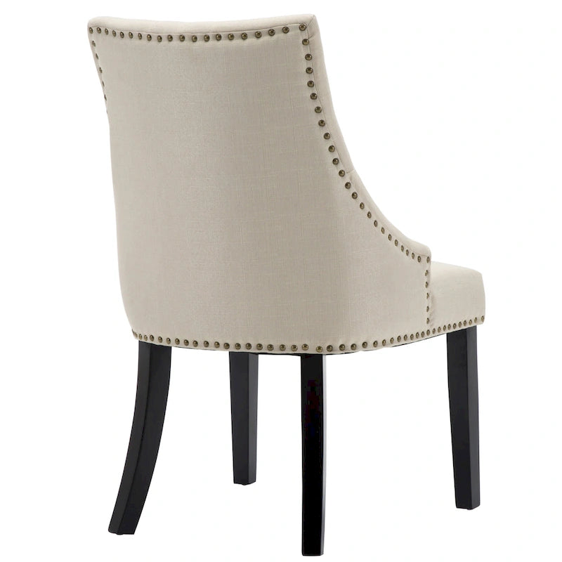 Chaises de salle à manger capitonnées en tissu avec clous décoratifs (Lot de 2)