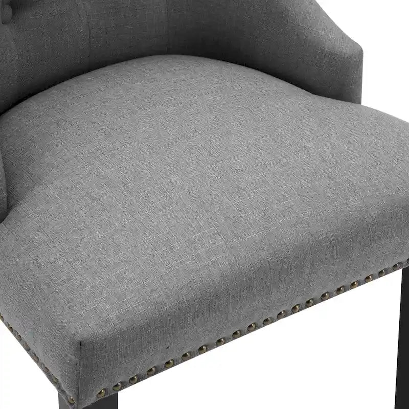 Chaises de salle à manger capitonnées en tissu avec clous décoratifs (Lot de 2)