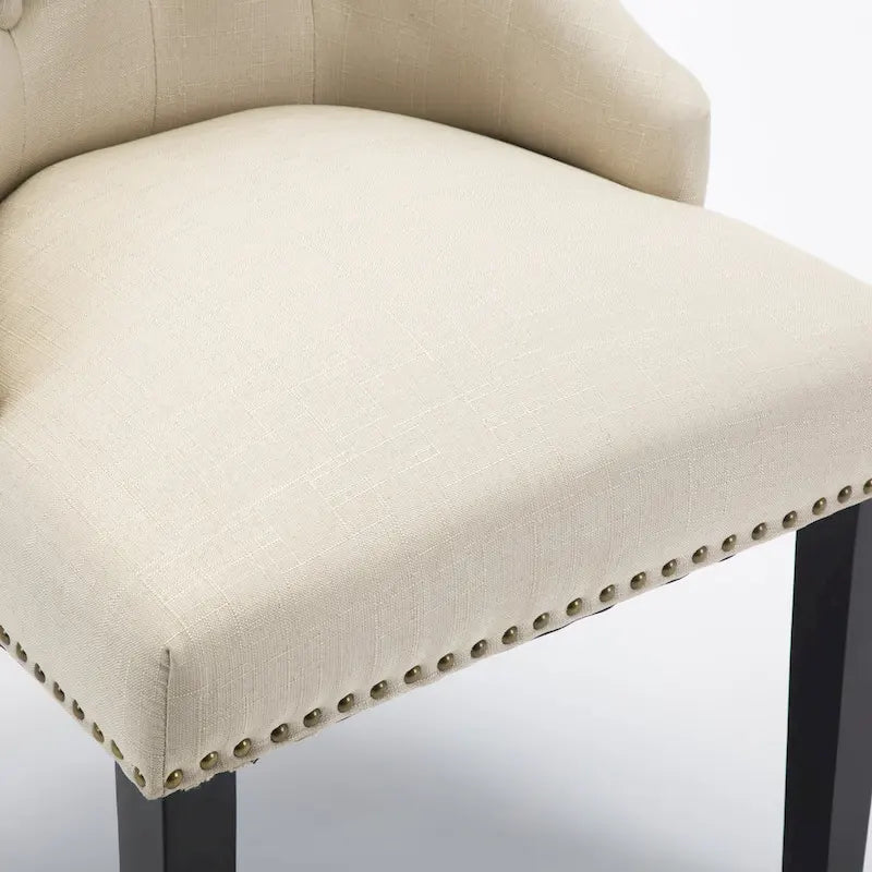 Chaises de salle à manger capitonnées en tissu avec clous décoratifs (Lot de 2)