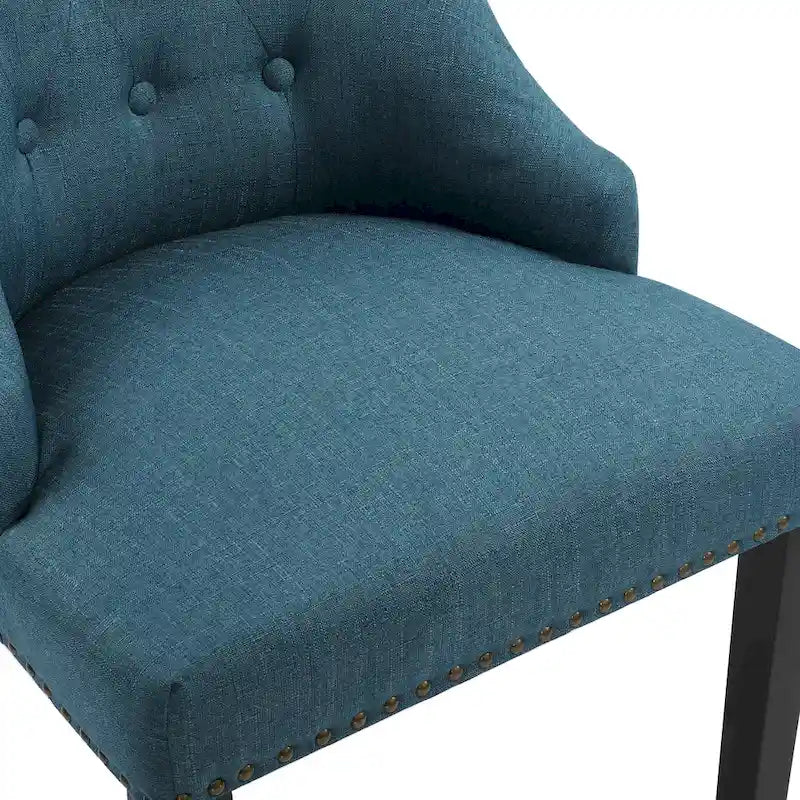 Chaises de salle à manger capitonnées en tissu avec clous décoratifs (Lot de 2)