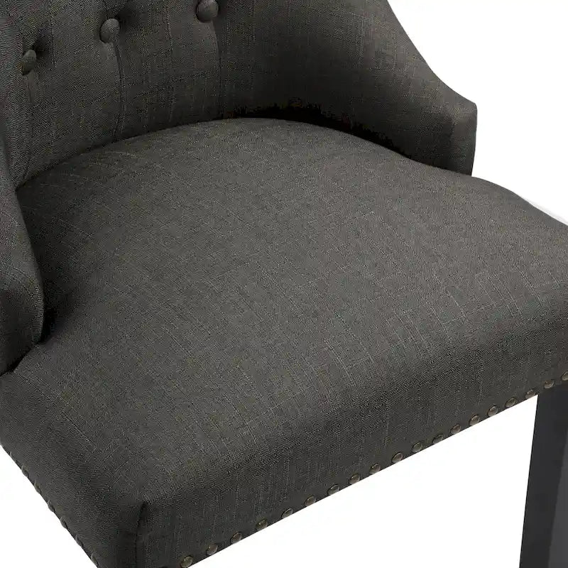 Chaises de salle à manger capitonnées en tissu avec clous décoratifs (Lot de 2)