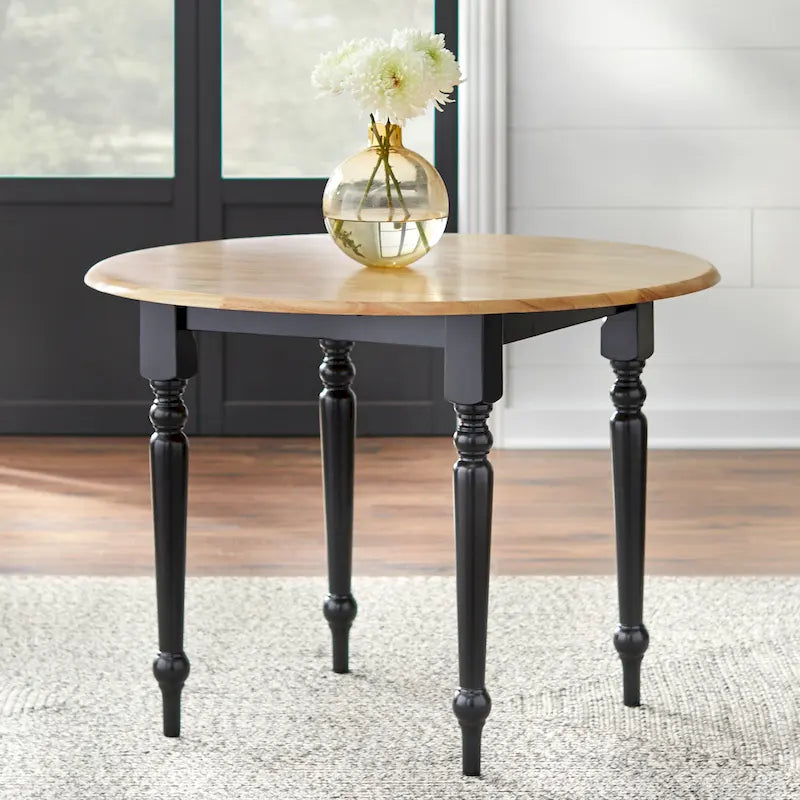Table ronde à rallonges bicolore en bois d'hévéa de 102 cm Simple Living