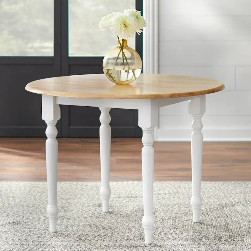 Table ronde à rallonges bicolore en bois d'hévéa de 102 cm Simple Living