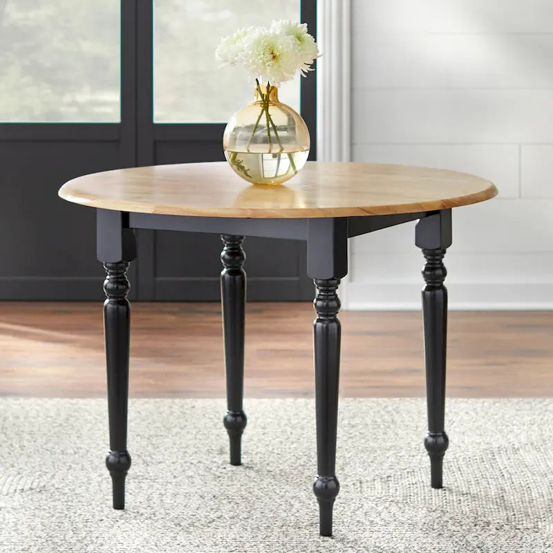 Table ronde à rallonges bicolore en bois d'hévéa de 102 cm Simple Living