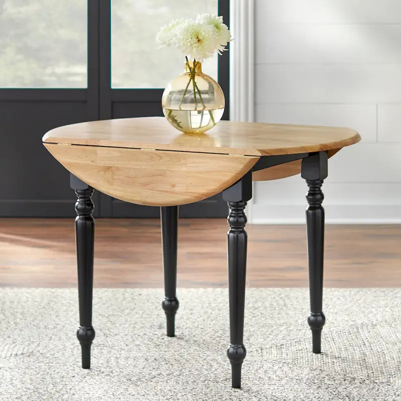 Table ronde à rallonges bicolore en bois d'hévéa de 102 cm Simple Living