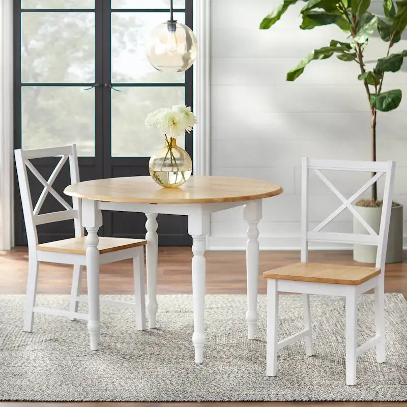 Table ronde à rallonges bicolore en bois d'hévéa de 102 cm Simple Living