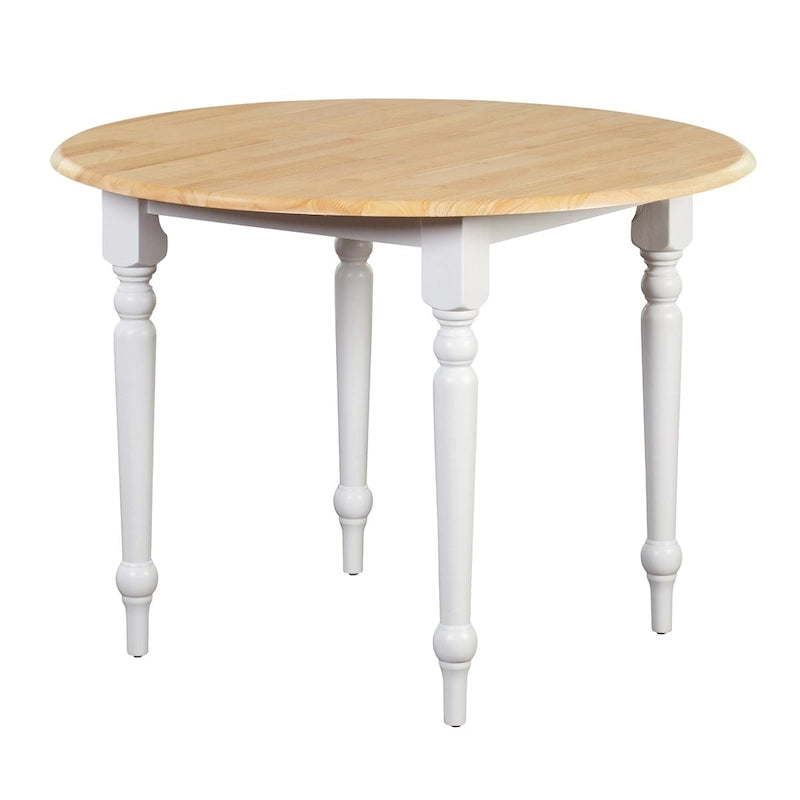 Table ronde à rallonges bicolore en bois d'hévéa de 102 cm Simple Living